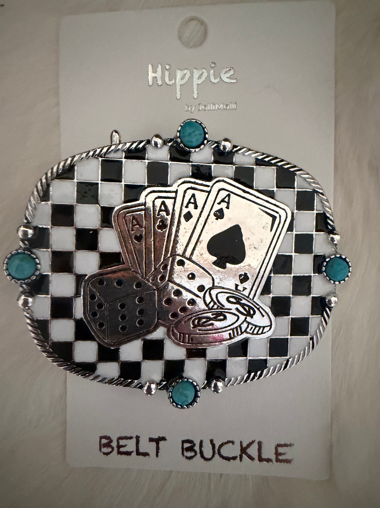 Silver and Turquoise Ace Buckle
