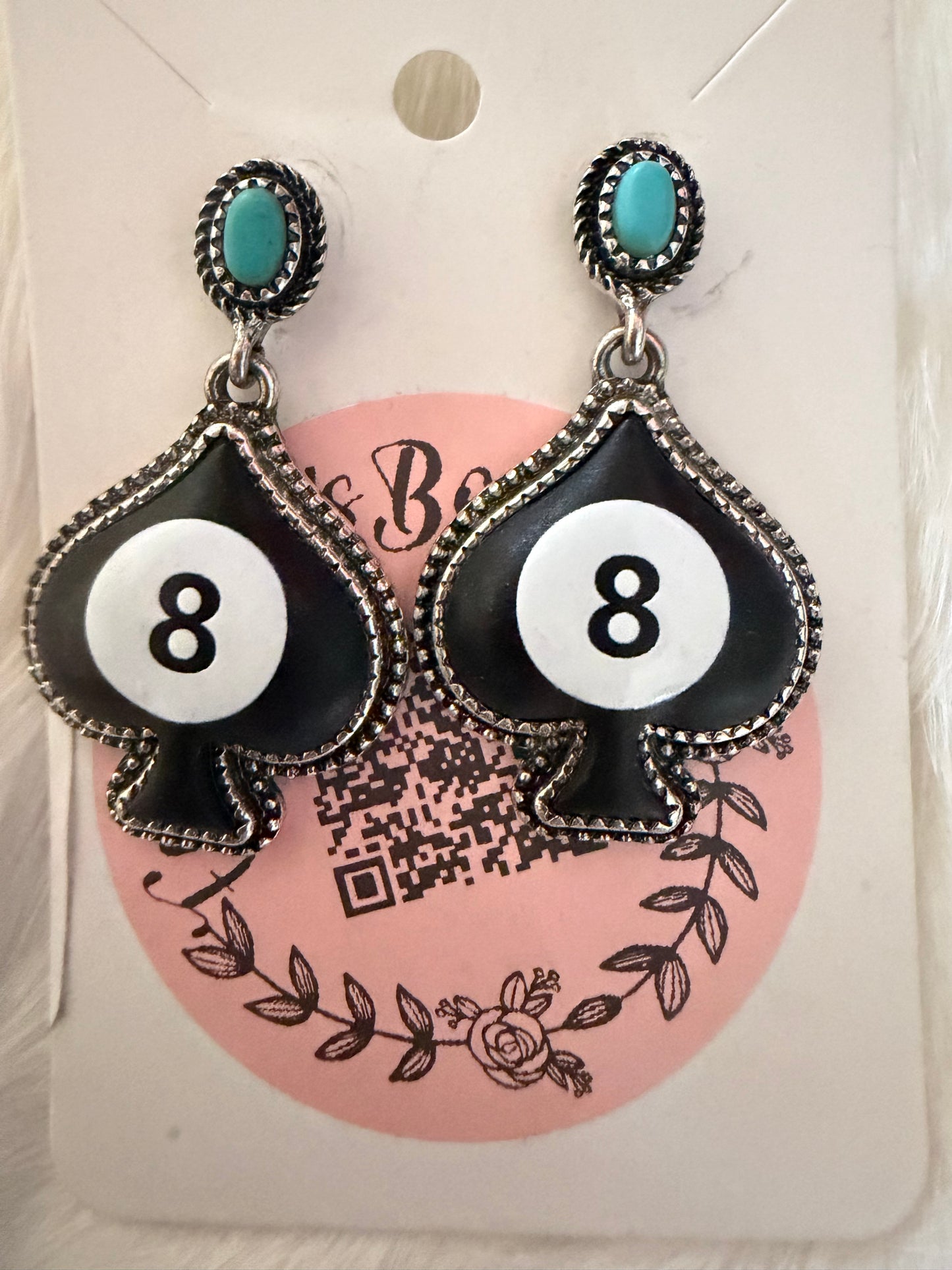 8 Ball Spade Earrings