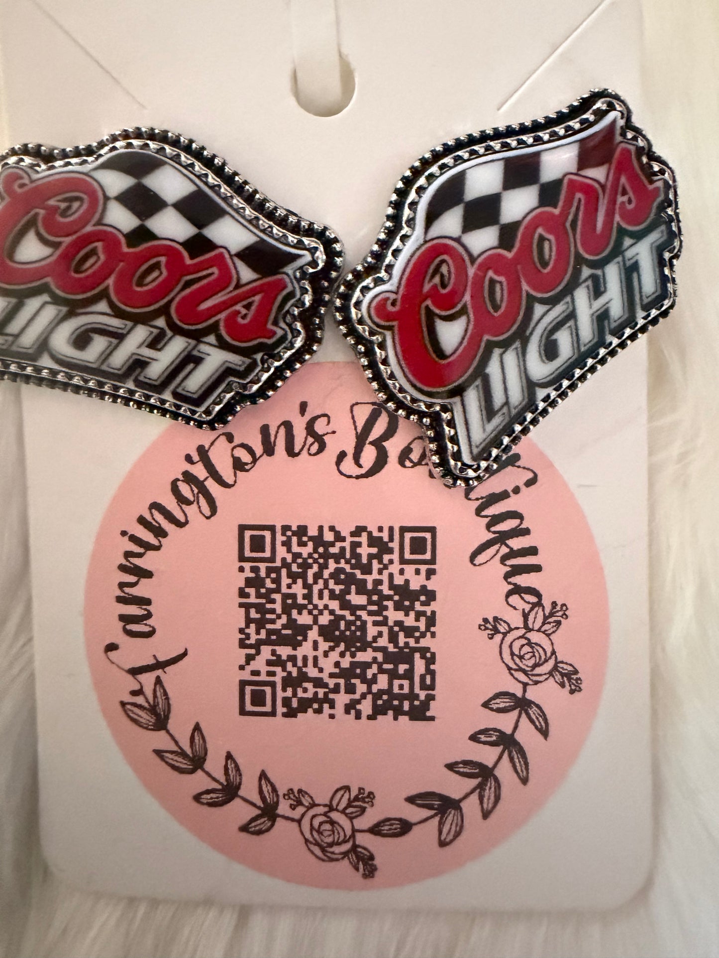 Coors Light Buffalo Plaid Earrings