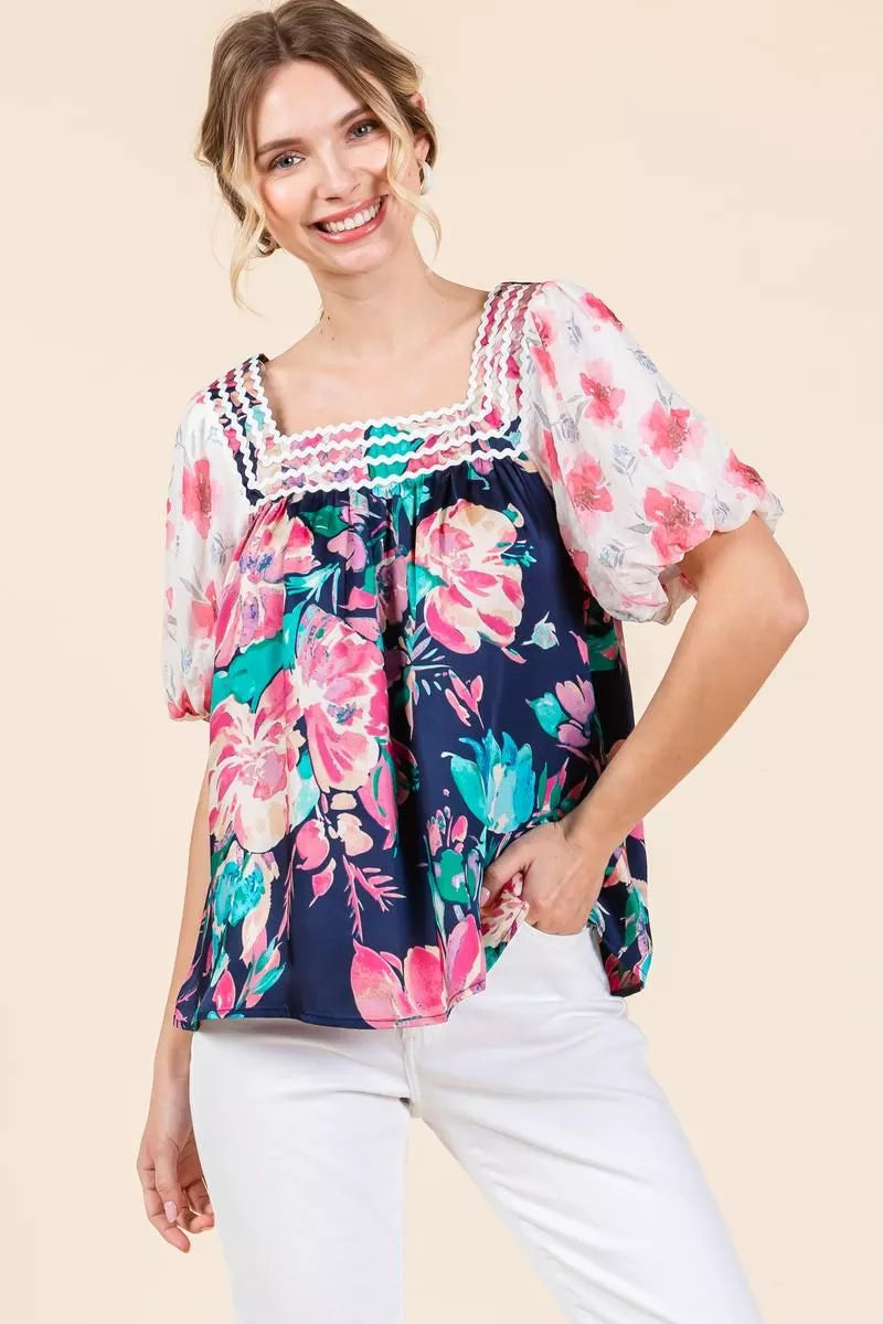 Navy floral Jodifl Top