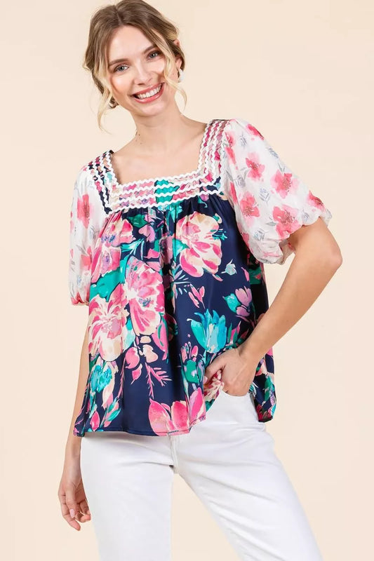 Navy floral Jodifl Top