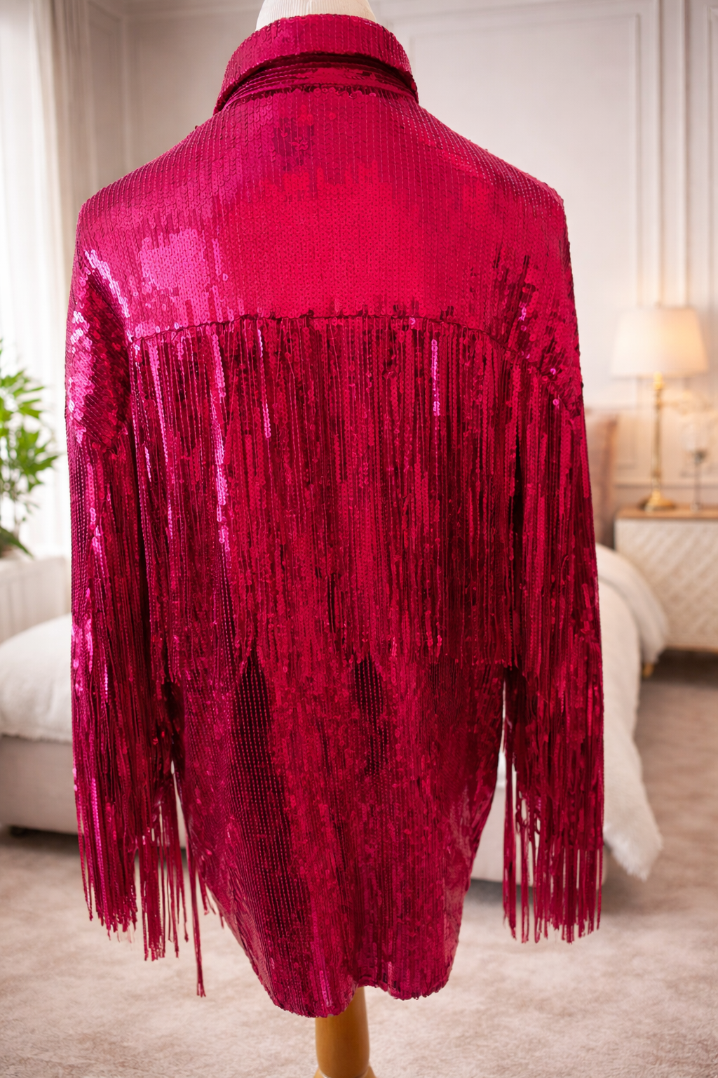 Pink Sequin Fringe Top