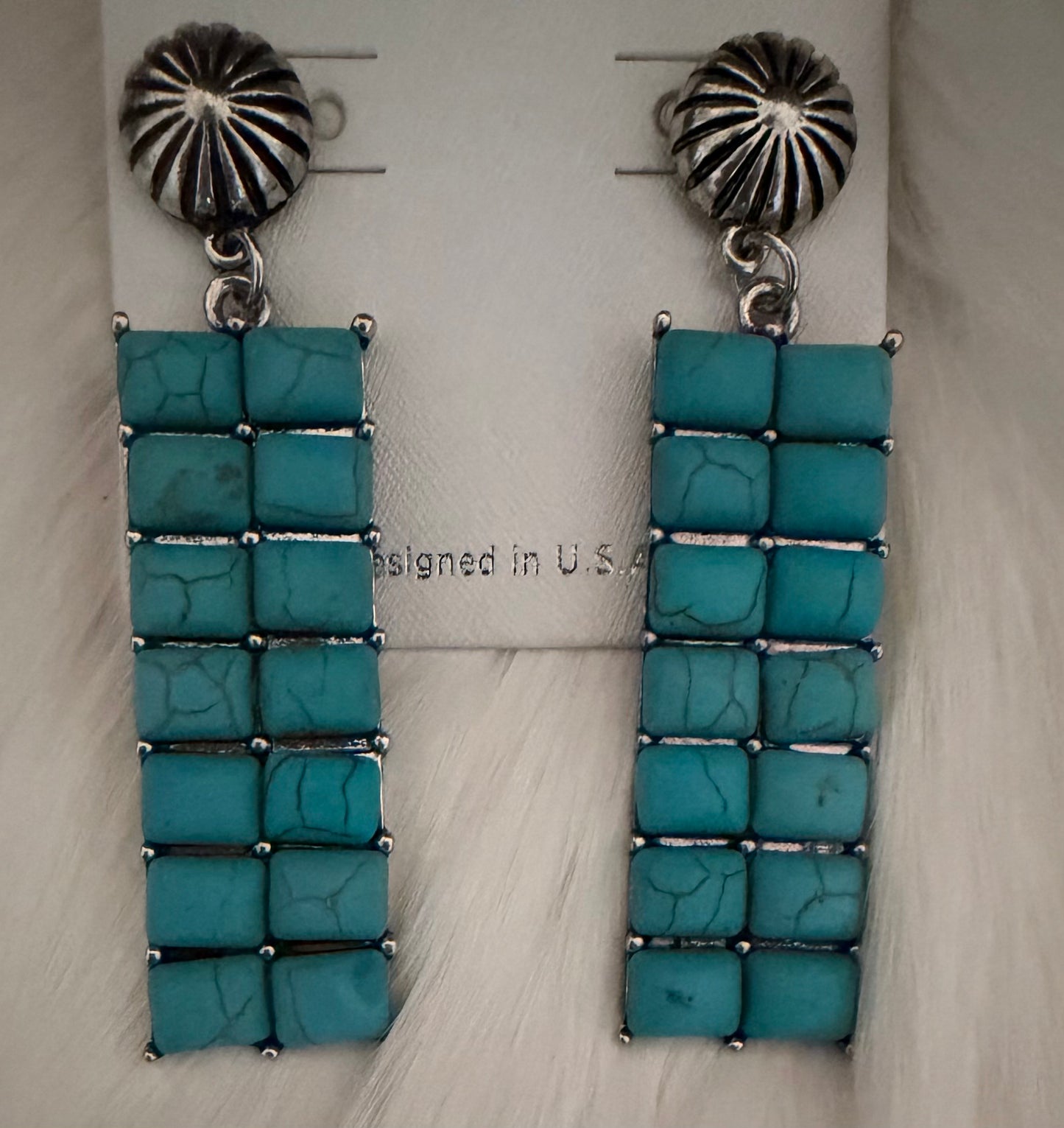 Turquoise Dangle Stone Earrings
