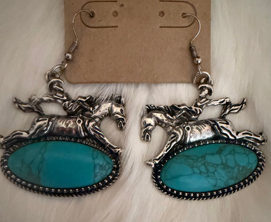 Turquoise Horse Pendant Earrings