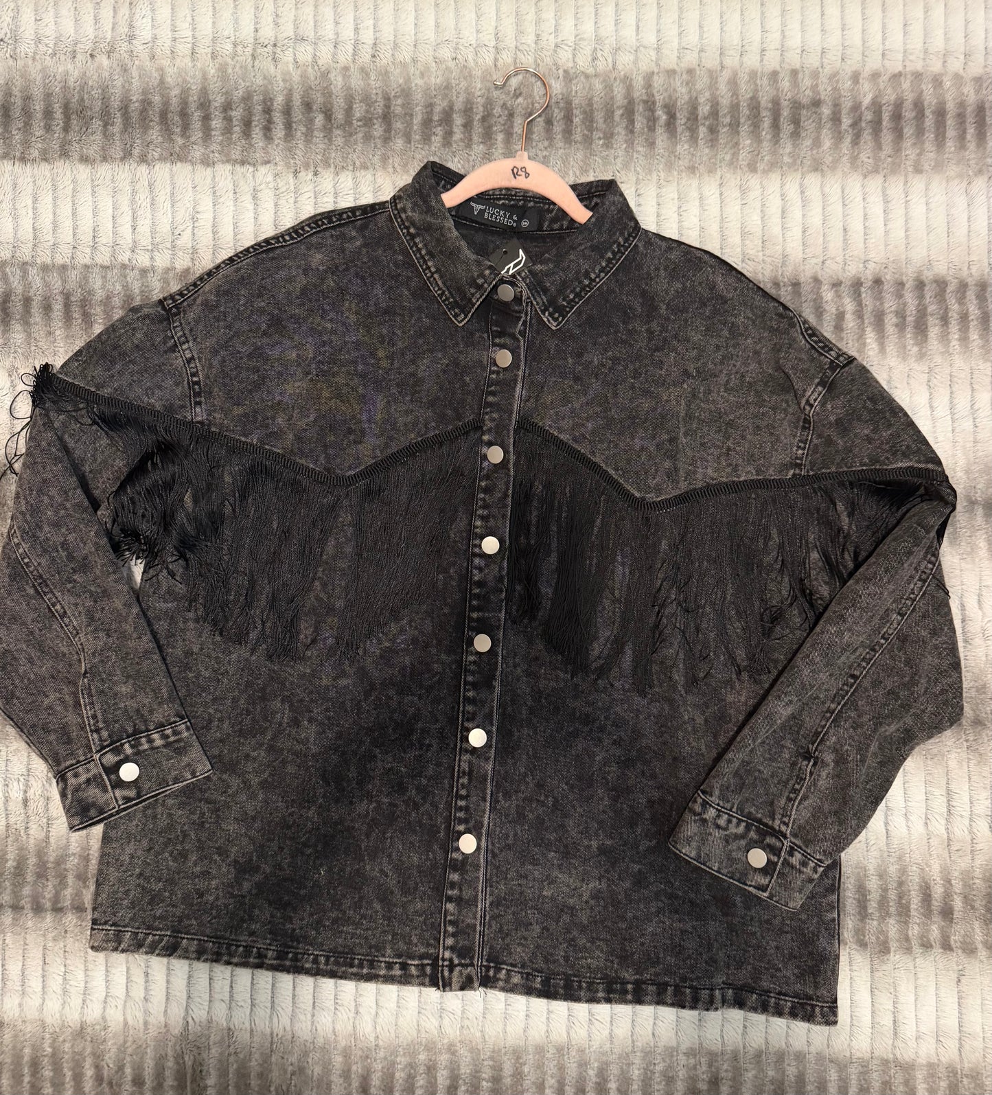 Lucky & Blessed Black Fringe Jacket