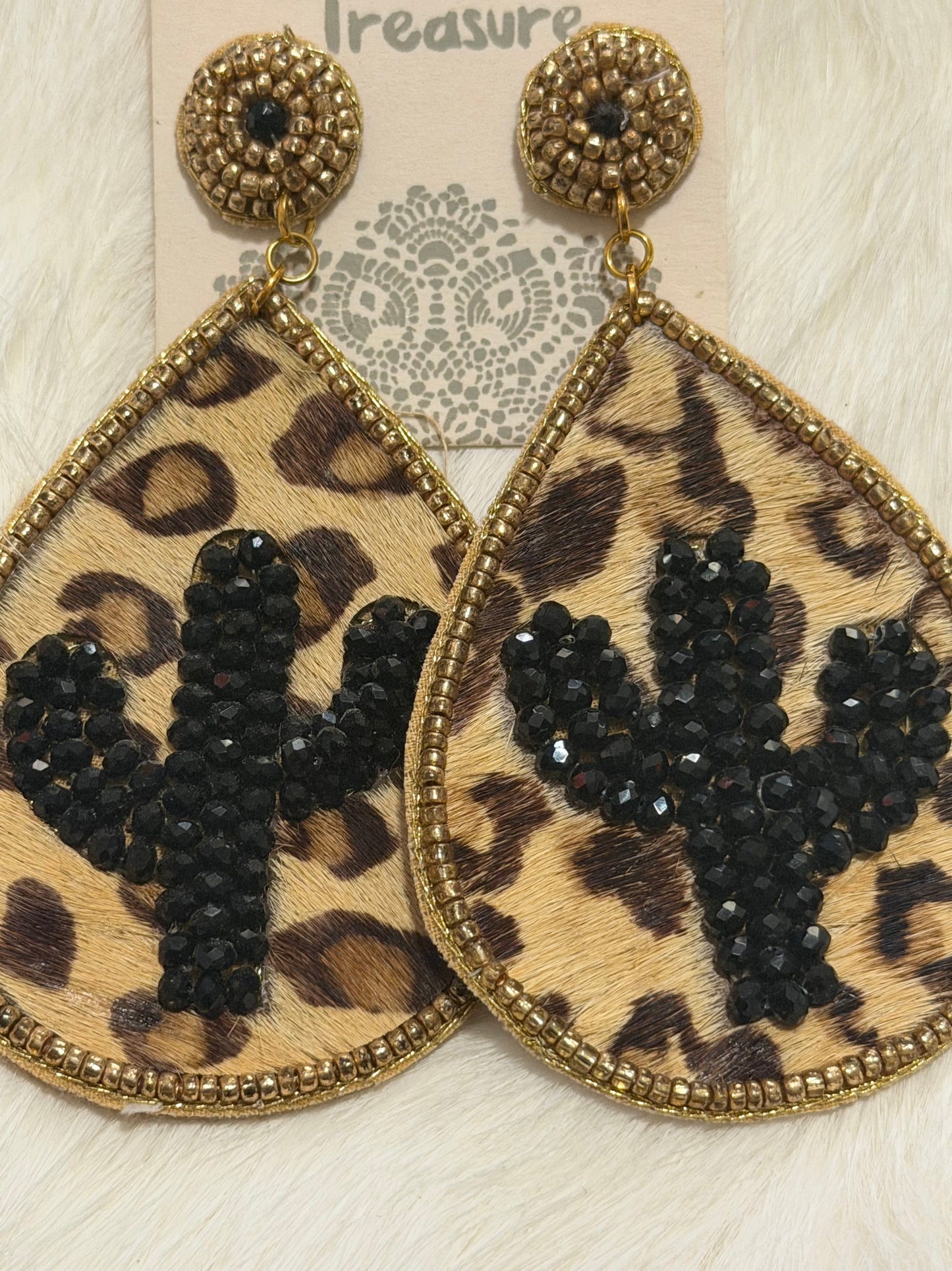 Cheetah Cactus Earrings