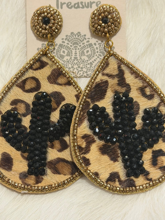 Cheetah Cactus Earrings