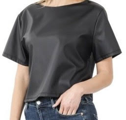 Black Crop Pleather Top