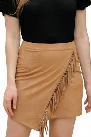 Suede Tan Fringe Skirt